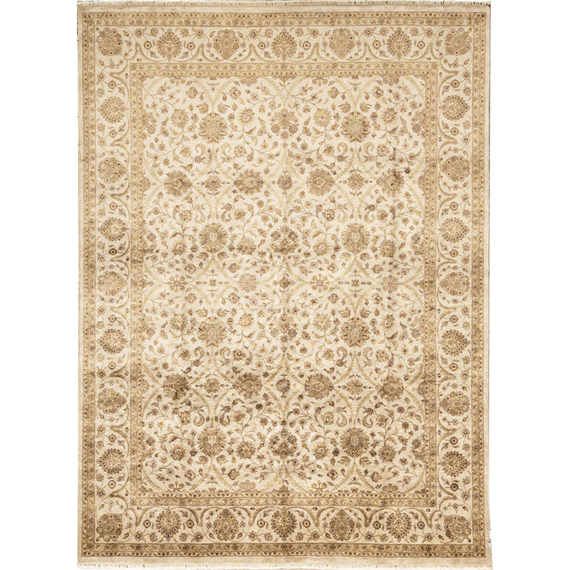 Silk Oriental Area Rug in Ivory