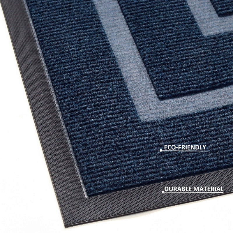 Clarance Non-Slip Geometric Indoor / Outdoor Doormat, 24" W x 35" L, Navy
