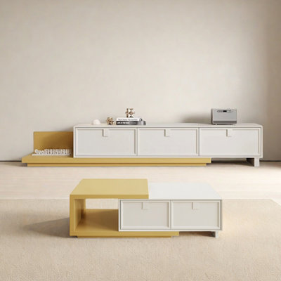 Expandable Solid Wood TV Stand & Coffee Table Set