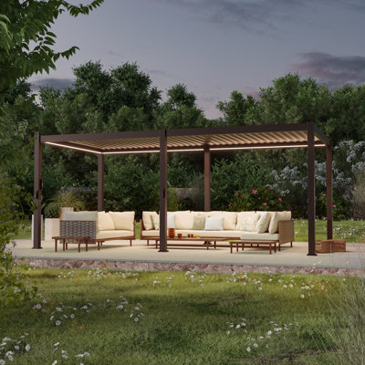 Metal Pergola with Louvered and Solar LED