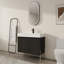 Meuble-lavabo sur pied 36 po avec lavabo en résine et portes à fermeture en douceur