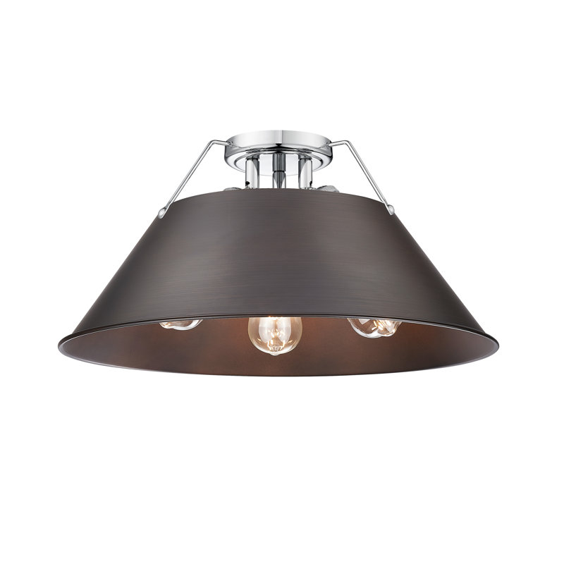Plafonnier encastré 3 lumières Weatherford, Chrome, Rubbed Bronze