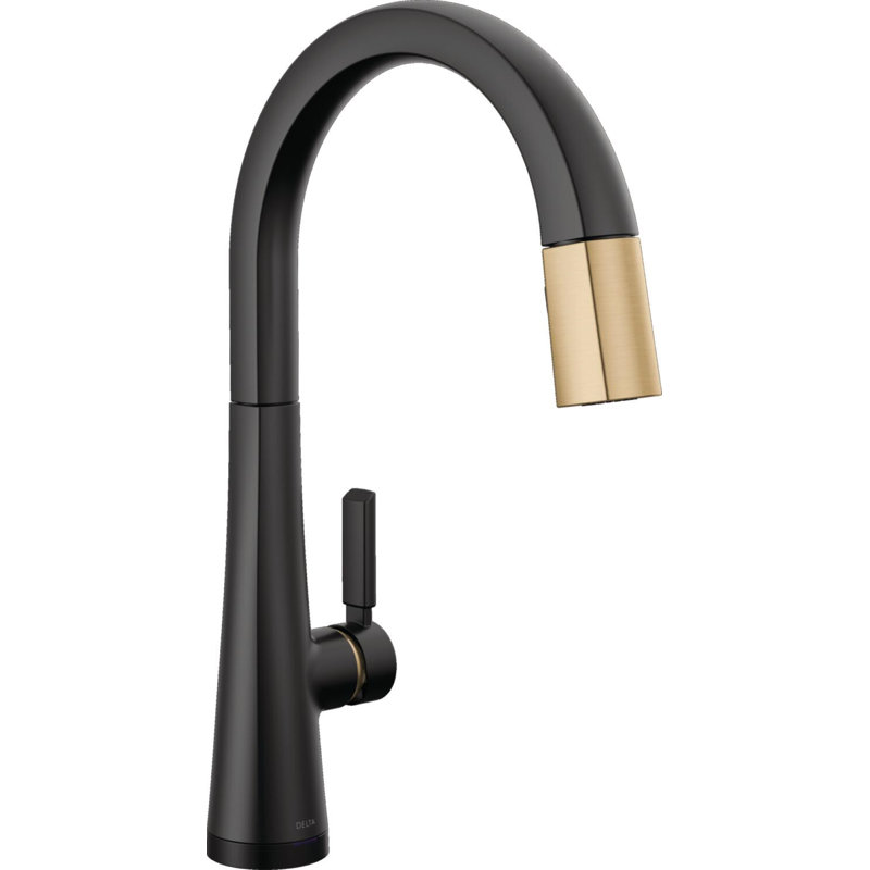 Touch2O Technology Kitchen Faucet with Touchless Technology, Matte Black / Champagne Bronze