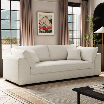 Solid Wood Frame Upholstered Loveseat with Toss Pillows