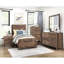 Structure de lit simple moderne en brun rustique, bois et d'ingénierie avec tête de lit, rails, sommier tapissier taille requise, mobilier en bois,-1763007500-1763007498