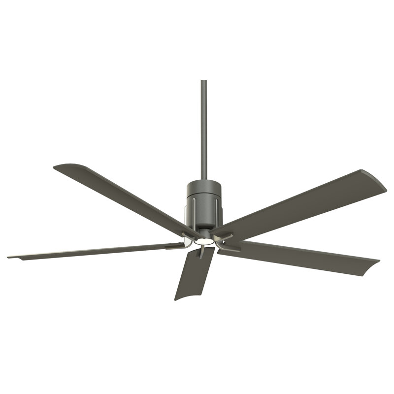 60" CLEAN 5 - Blade LED Standard Ceiling Fan with Light Kit Included, Gray Iron/Brushed Nickel