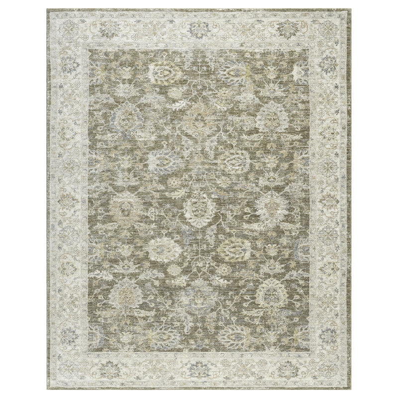 Tapis d'intérieur tissé à motif floral filigrané Beatrice, 10 pi x 14 pi