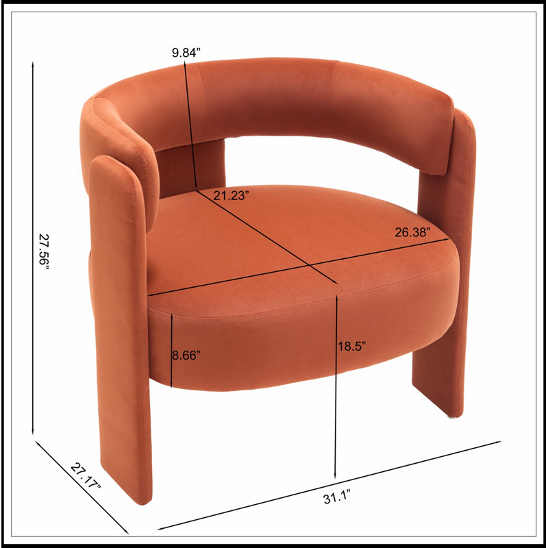Chaise d'appoint avec pieds en bois robustes, Orange