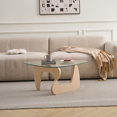 Glass Coffee Tables Small Farmhouse Coffee Table Mid-Century Modern Wood Center Table For Living Room, Walnut Brown