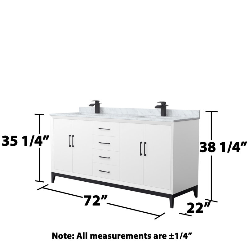 72'' W Double Vanity, Matte Black