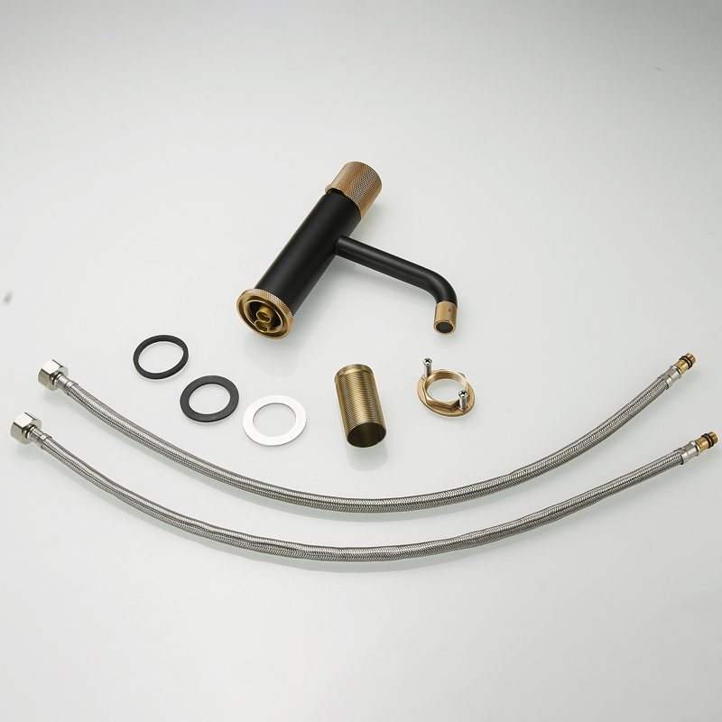 Single-Hole Bathroom Faucet, Black/Rose Gold