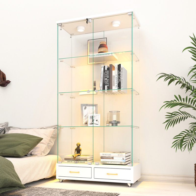 Armoire blanche à 2 portes avec assemblage rapide, DEL à 13 couleurs et 4 tablettes pour un rangement élégant et moderne