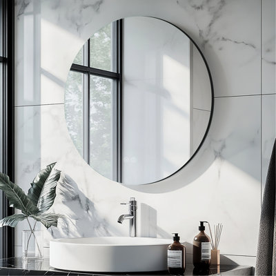 Miroir 24 po x 24 po suspendu en métal noir