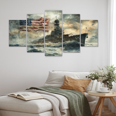 Drapeau américain «D-Day Invasion Wiig I», art mural patriotiste américain, art mural moderne 5 pièces