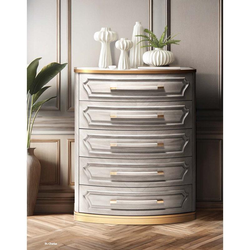 St. Charles 5-Drawer Highboy Chest - Dove Gray
