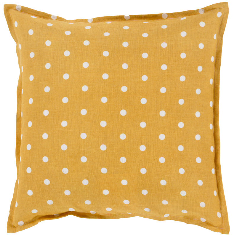 Polka Dots Throw Pillow, 22" H x 22" W x 4" D, Gold