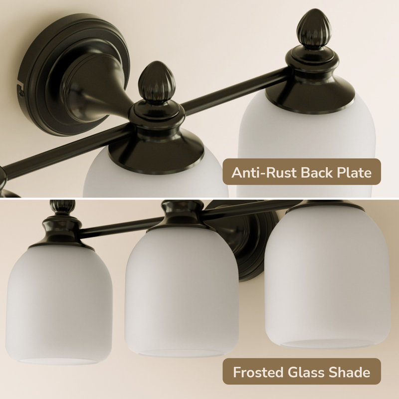 Dimmable Bathroom Vanity Light with Frosted Glass Shade