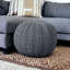 Pouf rond en coton bleu 20 po-138919826