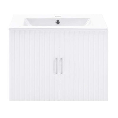Meuble-lavabo simple mural 23,62 po avec lavabo blanc