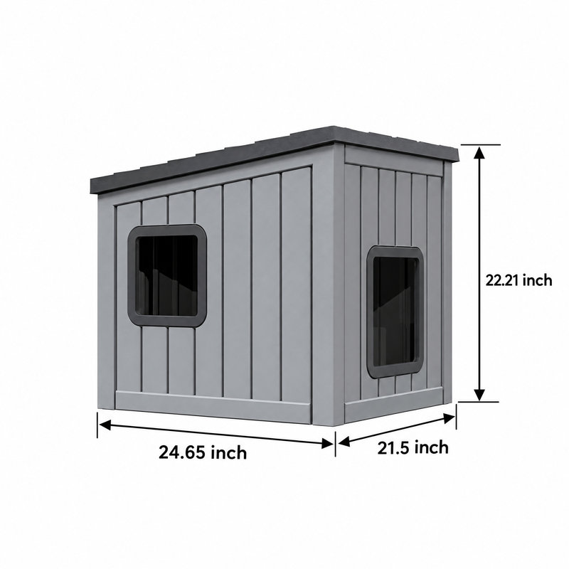 Sloped‑Roof Pet House, Antarctic Gray & Black