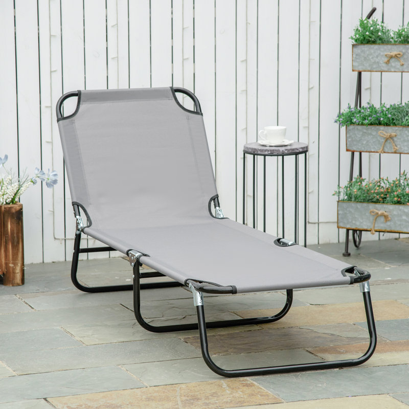 Abriel 188cm Long Reclining Single Chaise, Grey/Brown/Blue