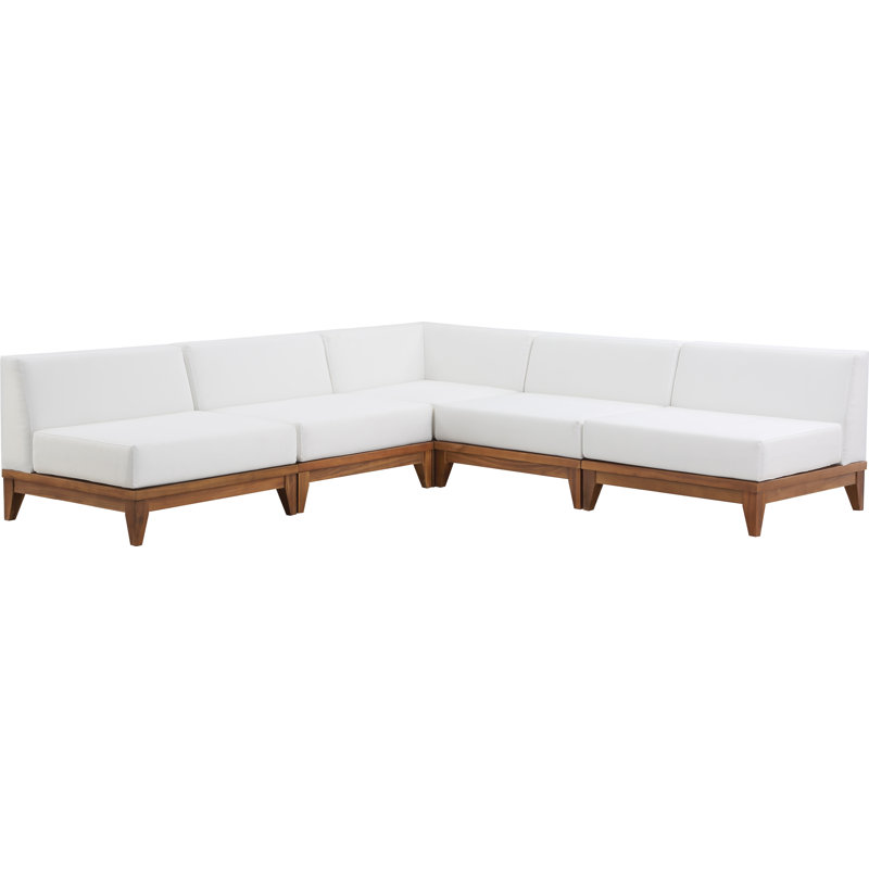 Iriyana 100'' Wide Acacia Patio Sectional with Cushions