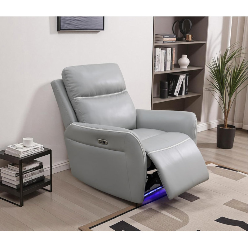 Fauteuil inclinable électrique 36 po gris clair moderne avec éclairage DEL