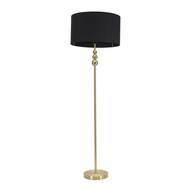 Randalia 145cm Traditional Floor Lamp, Brushed Gold, Black