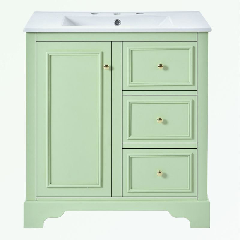 Zytaevius 29.96'' Single Bathroom Vanity with Top, Green