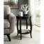 Table de bout ronde 24 "en bois noir avec tiroir et tablette