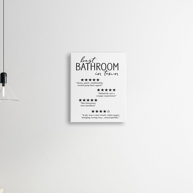 «Best Bathroom Five Star», «Bath Bath» - art textuel, H 20 po x l 16 po x P 1,5 po, Giclée encadrée noir minuit
