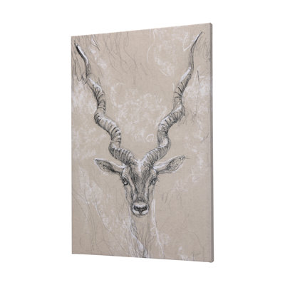 Sketch of animal III (Antelope) a Hand Embelished Textured Canvas