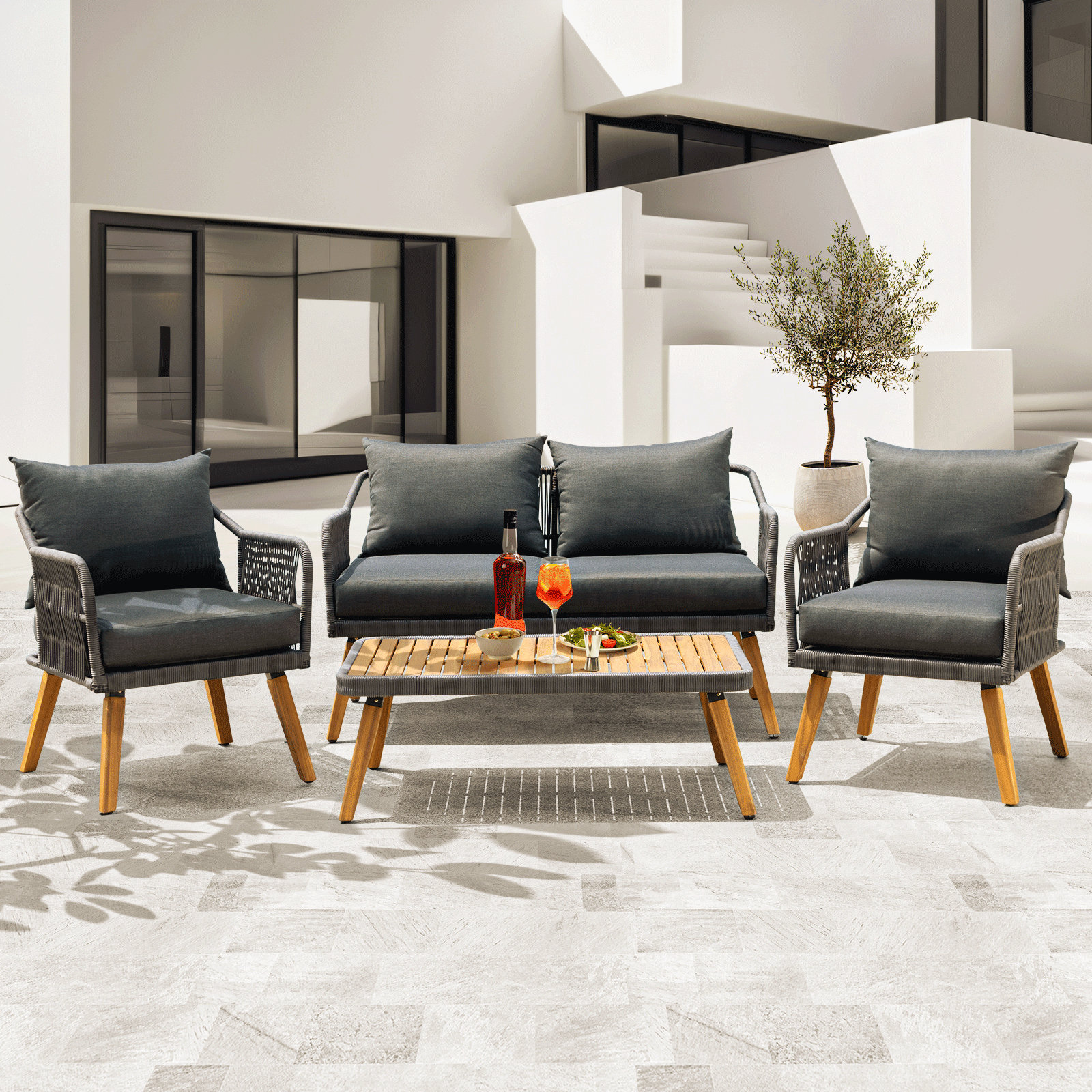 Latitude Run® Sturdy Elegance Serene 4Person Patio Conversation Sets