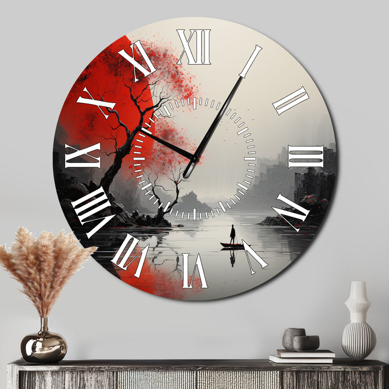 Horloge murale japonaise japonaise sculptée Silence Valley - Japon, Surdimensionné