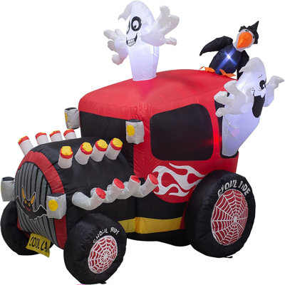 5 lumières de haut Halloween fantôme gonflable dans la voiture décorations de lumières à DEL pour l'extérieur, décorations de jardin éclairées, fête de jardin gonflable pour pelouse géante