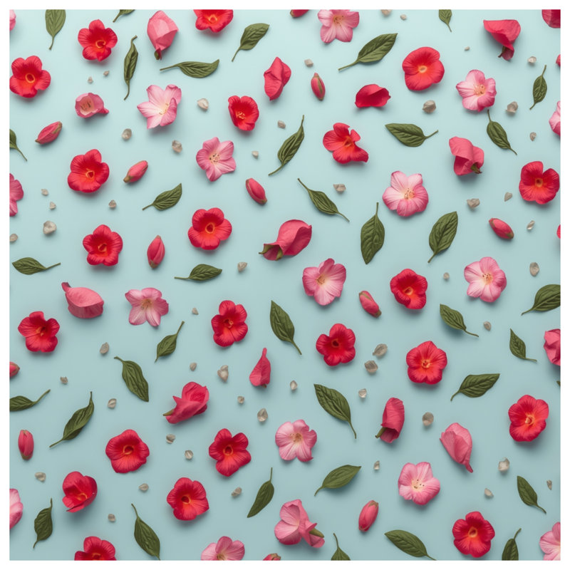 Tapisserie murale "Fleurs rouges et roses" - Décoration murale florale, H 50 po x l 60 po avec 4 œillets
