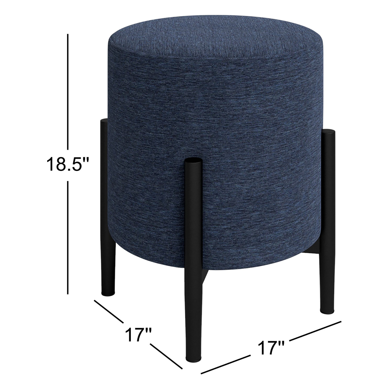 Talita Round Upholstered Outdoor Ottoman, Indigo
