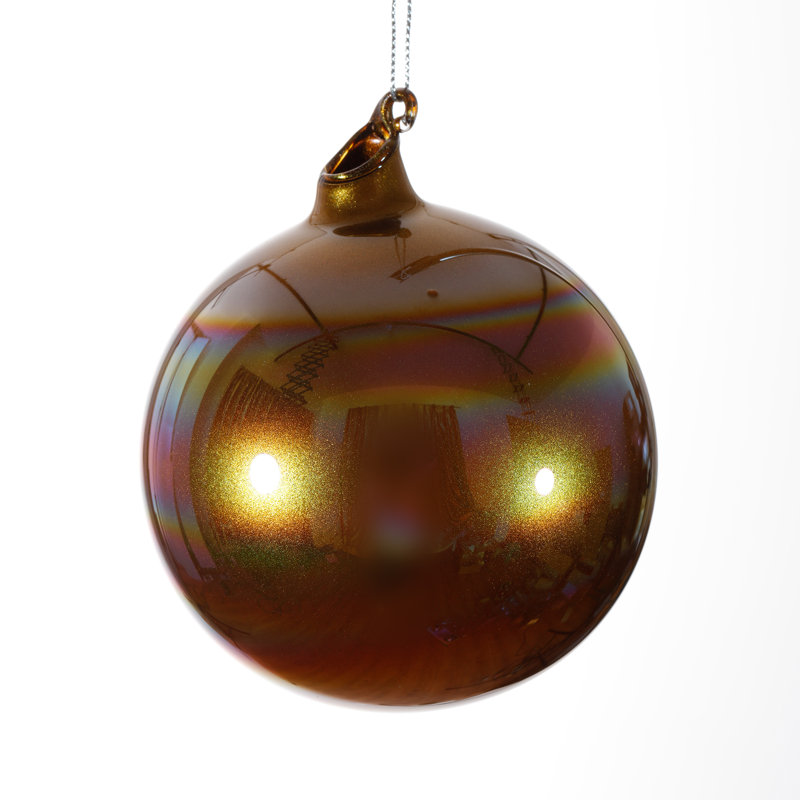 Ornement boule de verre, H 3,93 po x l 3,93 po x P 3,93 po, Or foncé
