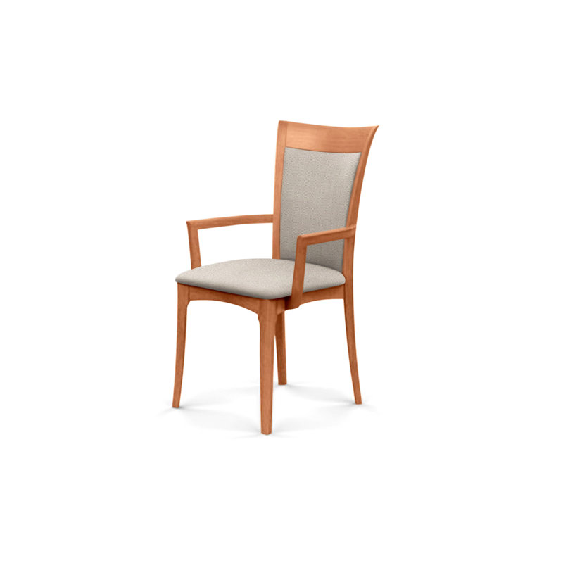 Morgan Upholstered Arm Chair, Natural Cherry, Microseude Onyx