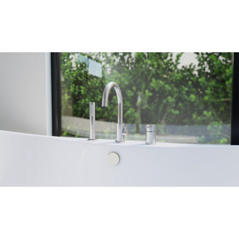 DreamLine Montego 12 in. x 7 in. Deck Mounted Tub Faucet with Handshower, Brushed Nickel