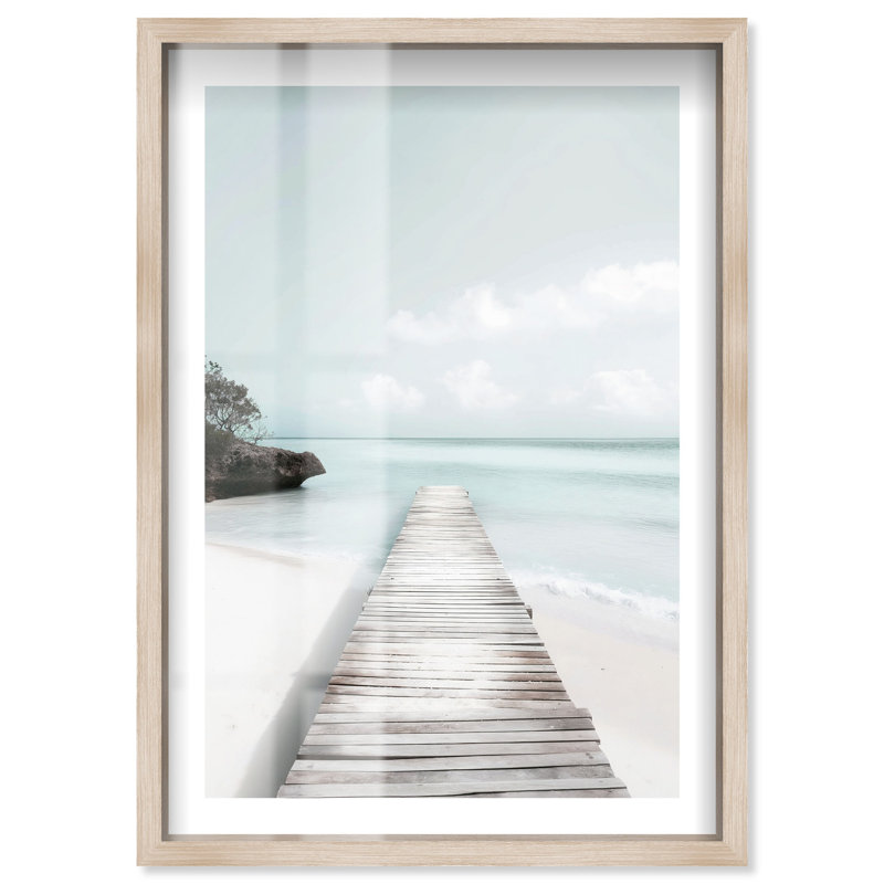 Reproduction d'art bord de mer par Notoriart, H 16 po x l 11 po, Crème, crème