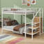Lit superposé double en métal avec échelle de rangement latérale et garde-robe-143068974