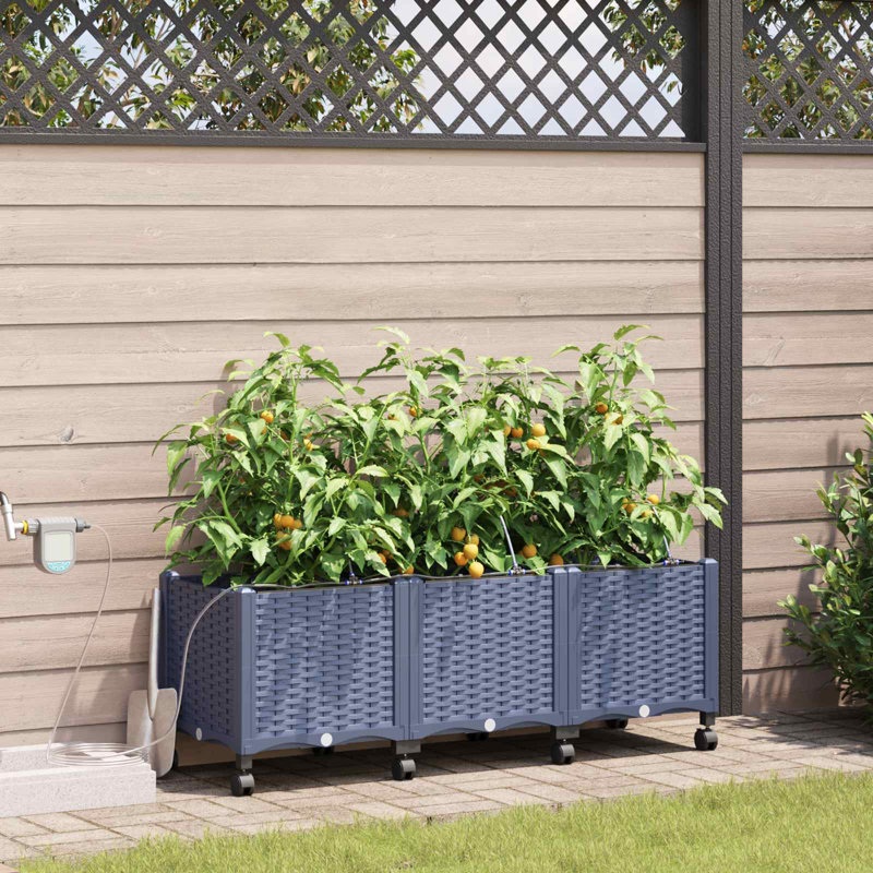 Planter, 43.5cm H x 120cm W x 40cm D, Grey