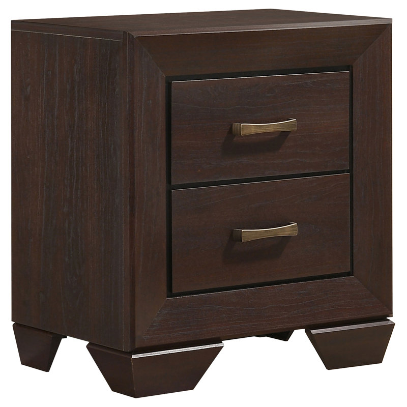 2-Drawer Rectangular Nightstand, Dark Brown