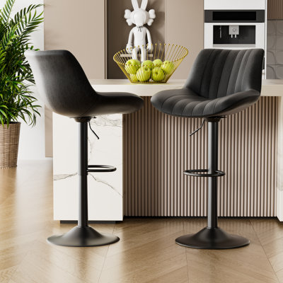 Adjustable Swivel Bar Stools with Backrest – Tech Cloth Counter Height Chairs with Footrest, 360° Rotation, for Kitchen Island, Home Bar, or Dining Room, 300lbs Capacity