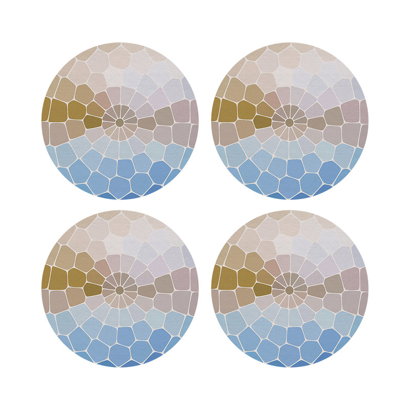 Mosaico Vegan Leather Round Pebble Placemat, Mykonos