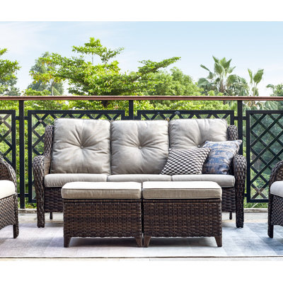 Carolina 75 " W Straight Powder Coated Steel Patio Sofa with Cushions