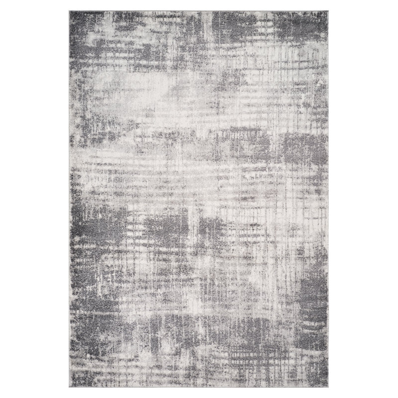 Mackensy Abstract Cream Power-Loom Area Rug, Rectangle 5'3" x 7'6"
