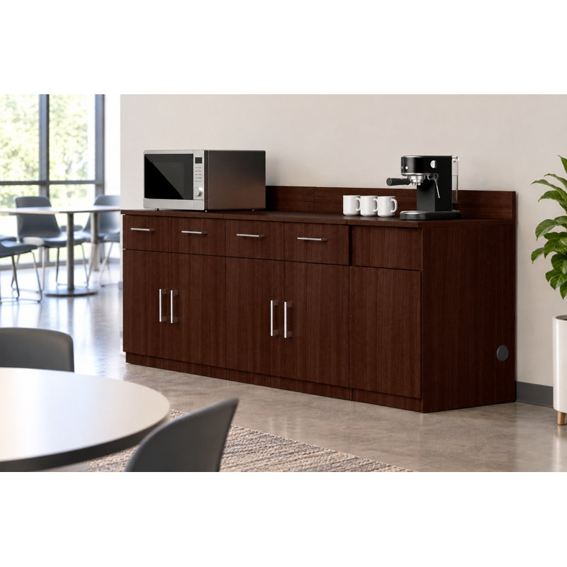 Armoire de rangement pour salle de pause de bureau avec poubelle - Armoire de base pour station de café commerciale entièrement assemblée - l 90 po x P 24 po x H 36 po