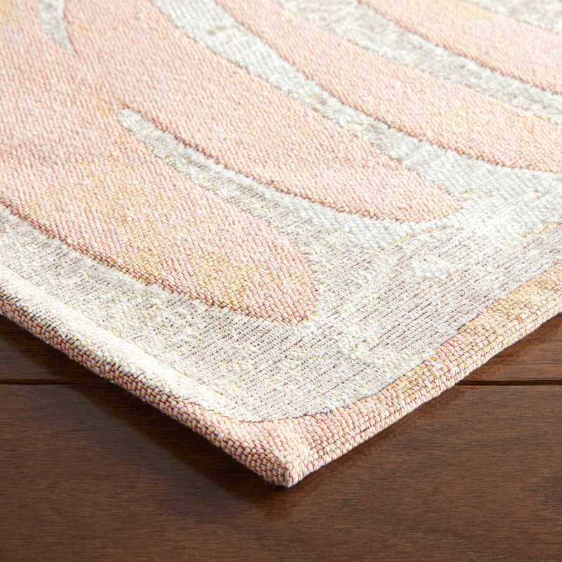 Taupe and White Rectangular Washable Cotton Rug with Non-Slip Backing